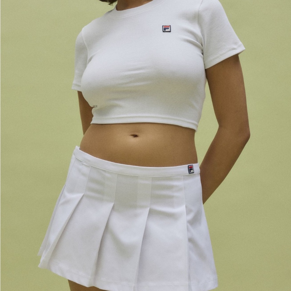 Fila x Hailey Bieber White Pleated Skirt